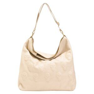IO PELLE Made In Italy Leather Multi-skull Hobo With Gold Tone Hardware